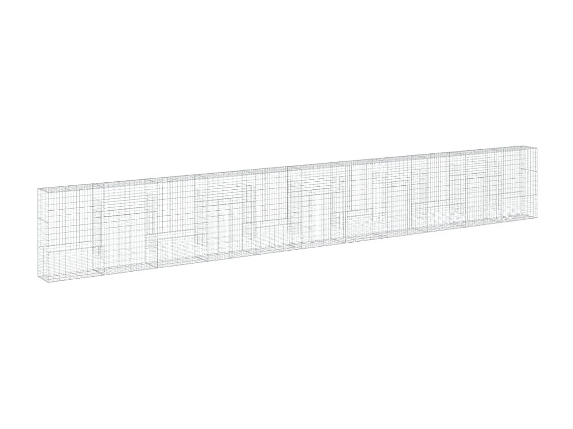 Gabião cerca de gaiola muro de contenção com tampa 1100 x 50 x 150 cm ferro galvanizado prata 02_0040126