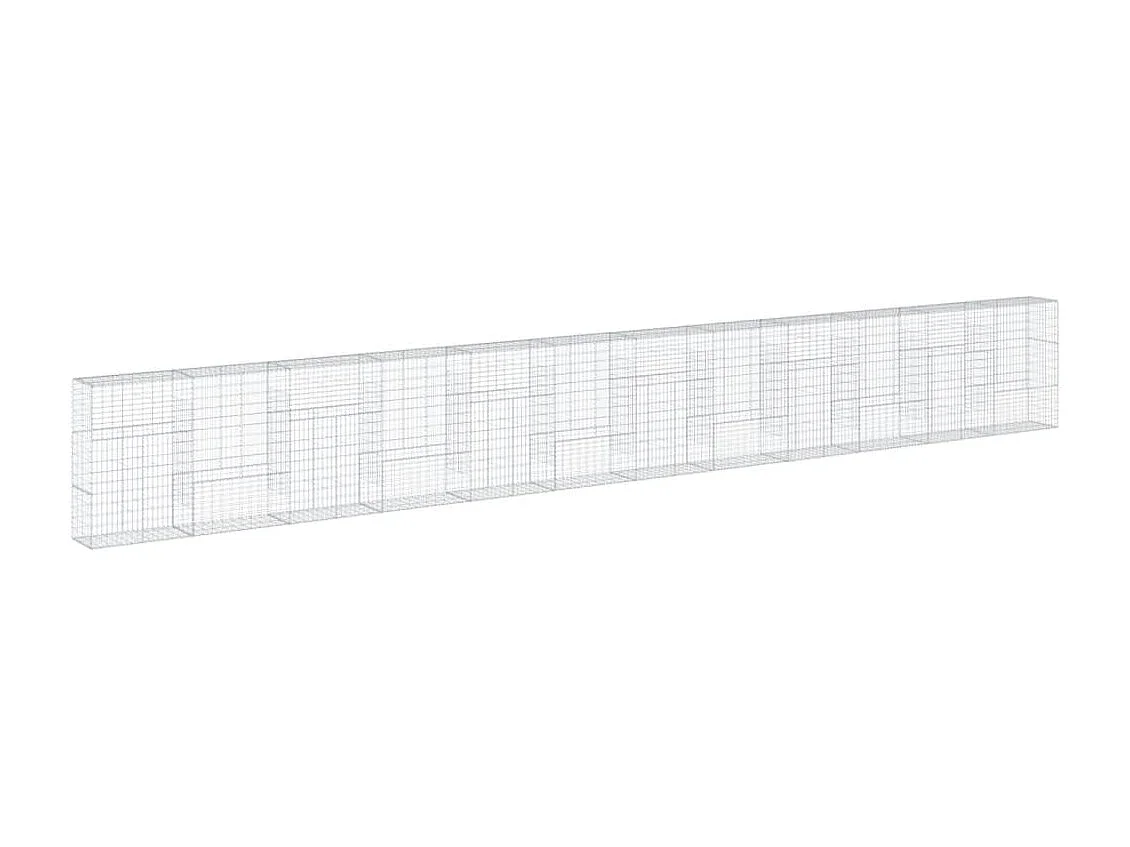 Gabião cerca de gaiola muro de contenção com tampa 1200 x 50 x 150 cm ferro galvanizado prata 02_0040135