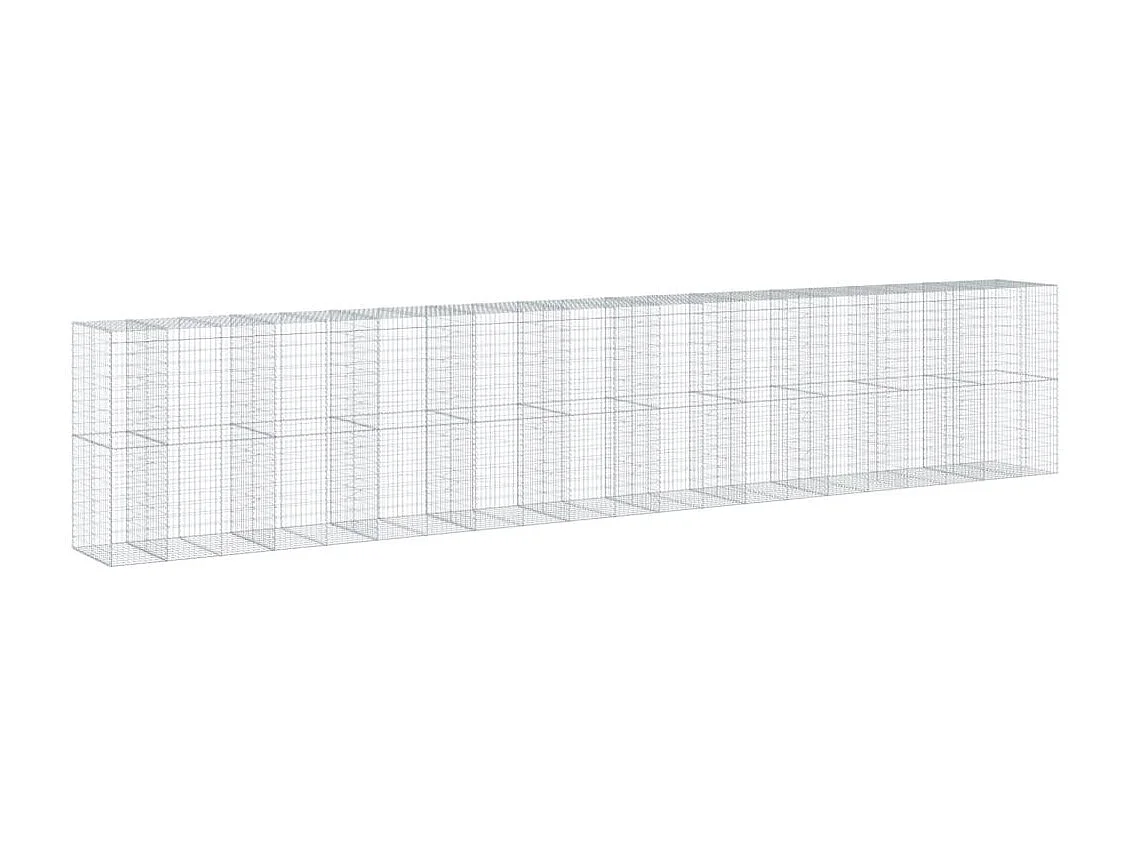 Gabião cerca de gaiola muro de contenção com tampa 1050 x 100 x 200 cm ferro galvanizado prata 02_0040120