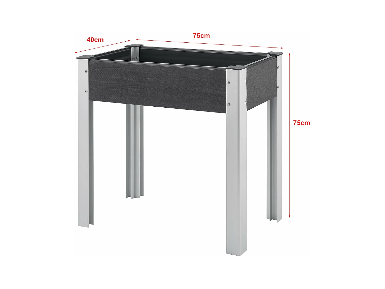 Horta elevada com fundo de malha 75 x 40 x 75 cm cinza escuro 03_0007194