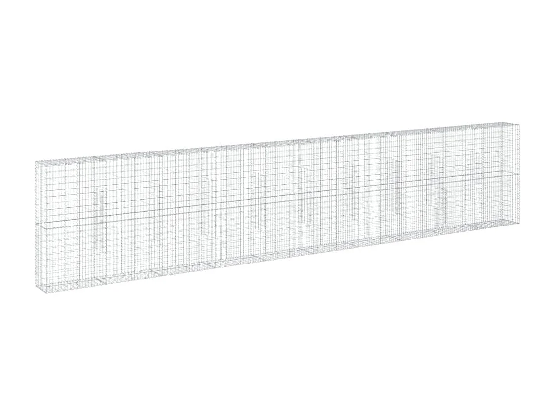 Gabião cerca de gaiola muro de contenção com tampa 1000 x 50 x 200 cm ferro galvanizado prata 02_0040117