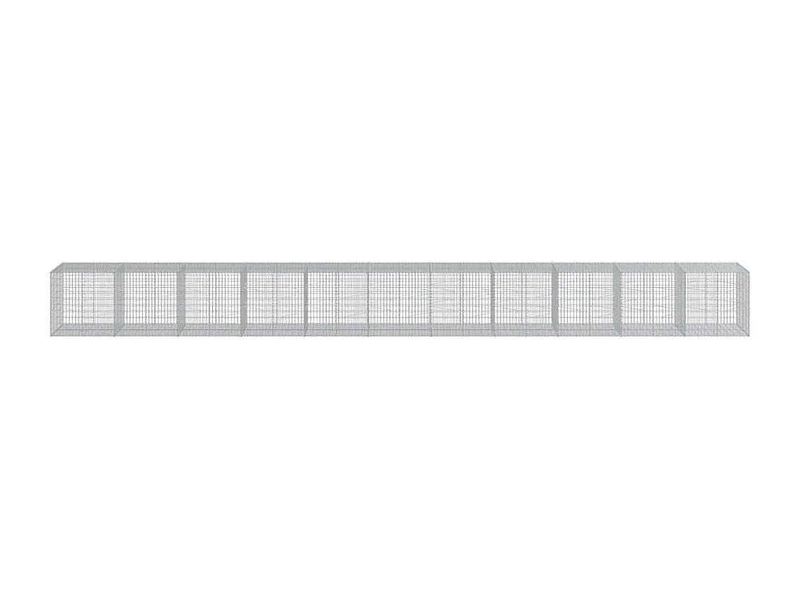 Gabião cerca de gaiola muro de contenção com tampa 1100 x 100 x 100 cm ferro galvanizado prata 02_0040121