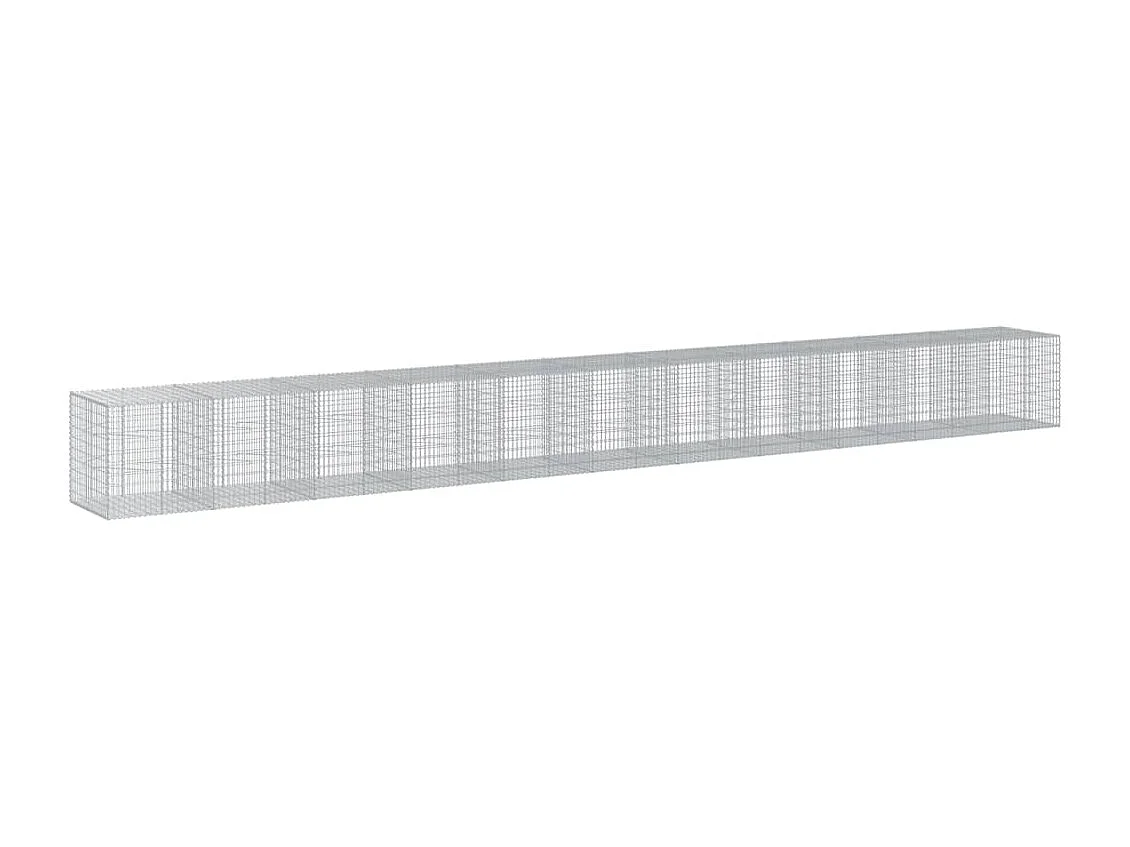 Gabião cerca de gaiola muro de contenção com tampa 1100 x 100 x 100 cm ferro galvanizado prata 02_0040121
