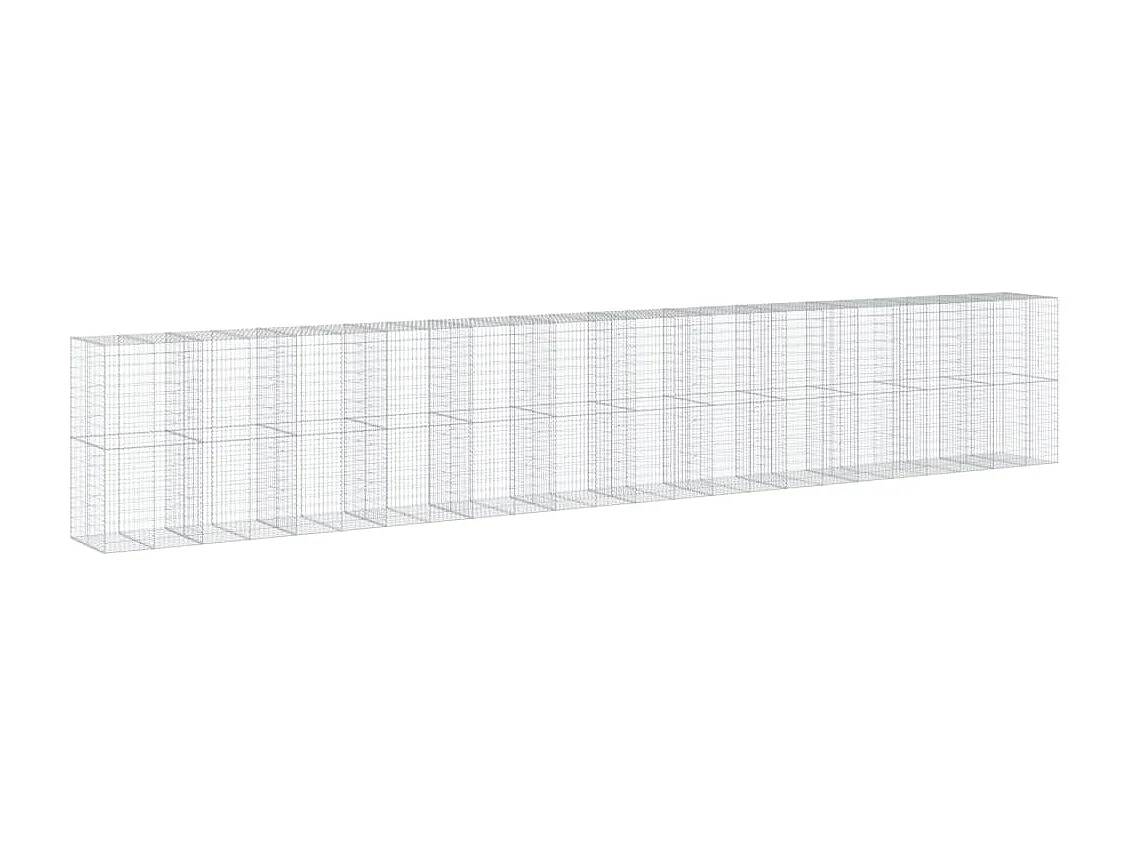 Gabião cerca de gaiola muro de contenção com tampa 1200 x 100 x 200 cm ferro galvanizado prata 02_0040132