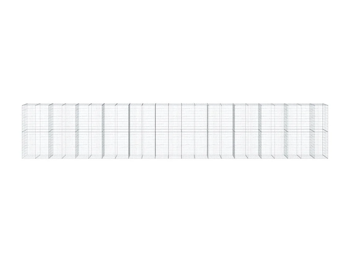Gabião cerca de gaiola muro de contenção com tampa 1150 x 100 x 200 cm ferro galvanizado prata 02_0040129
