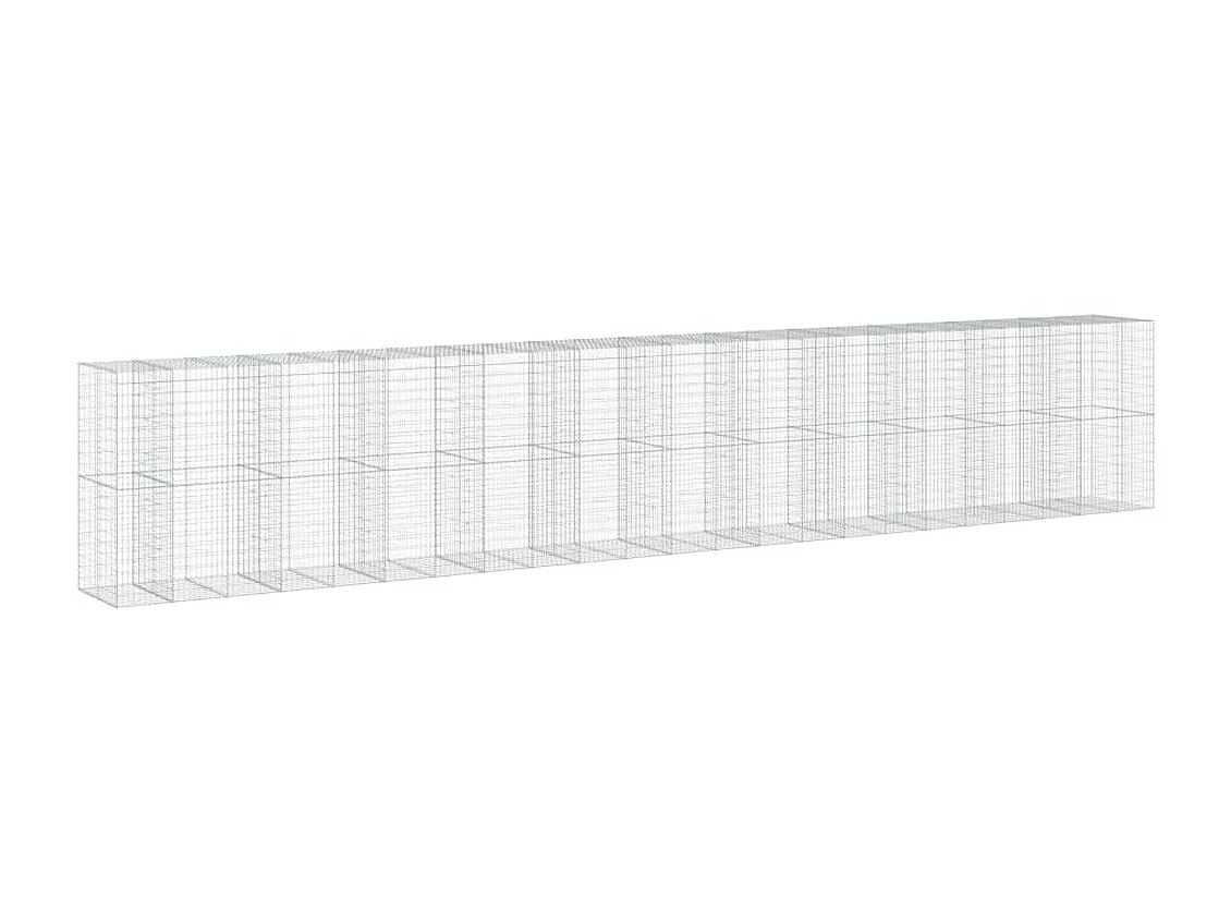 Gabião cerca de gaiola muro de contenção com tampa 1150 x 100 x 200 cm ferro galvanizado prata 02_0040129