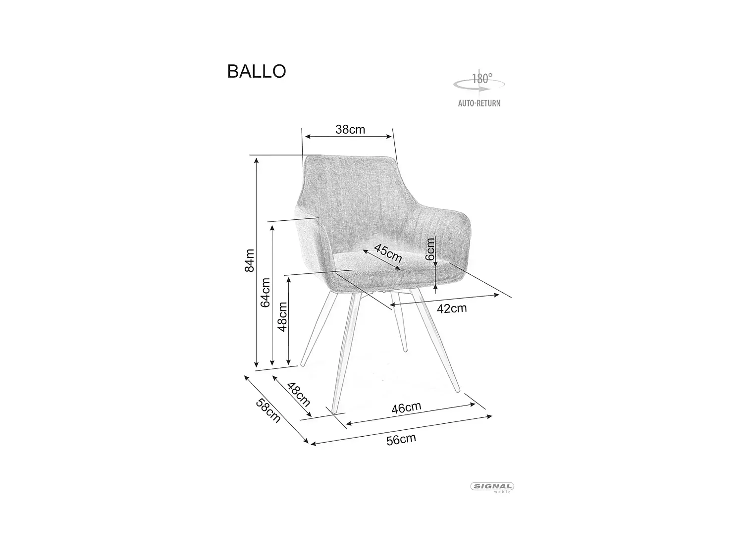 Chaise Ballo / Revêtement en tissu / Rotation à 180 degrés / Beige
