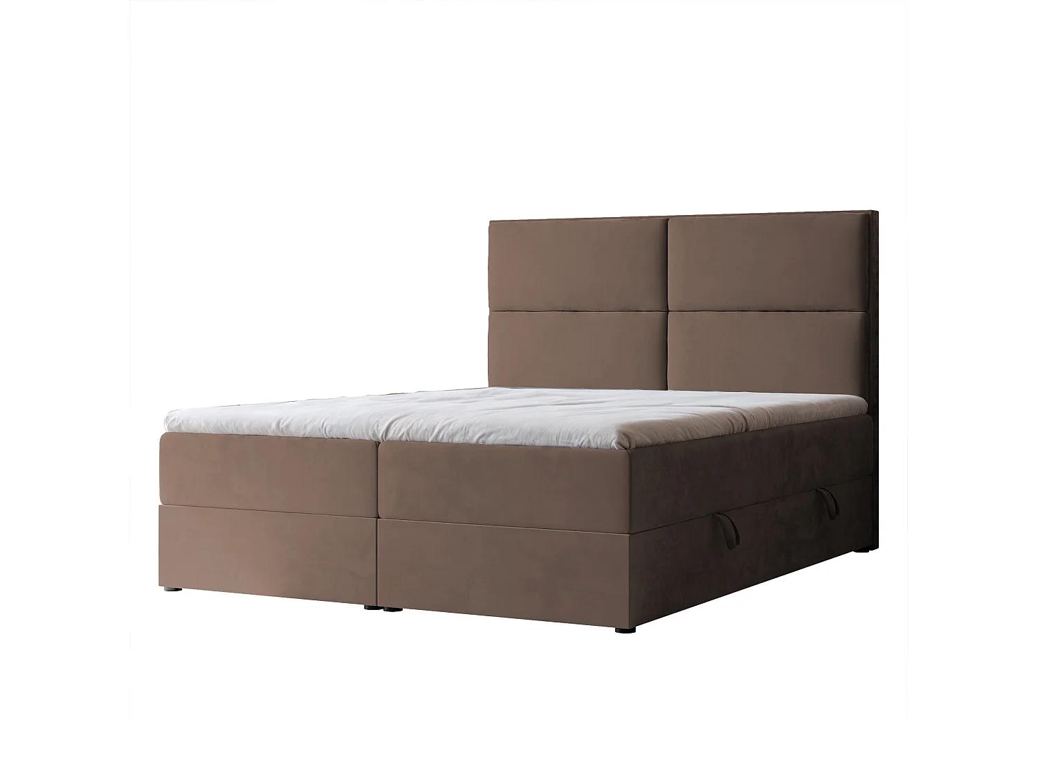 Lit continental rembourré avec surmatelas, marron - 120x200 - ORFEO