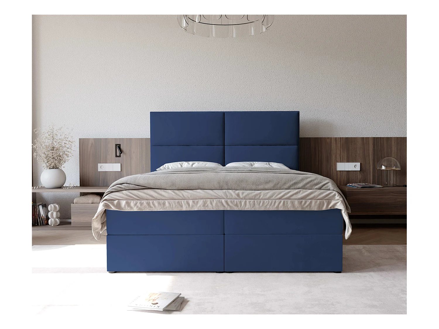 Lit continental rembourré avec surmatelas, bleu - 120x200 - ORFEO