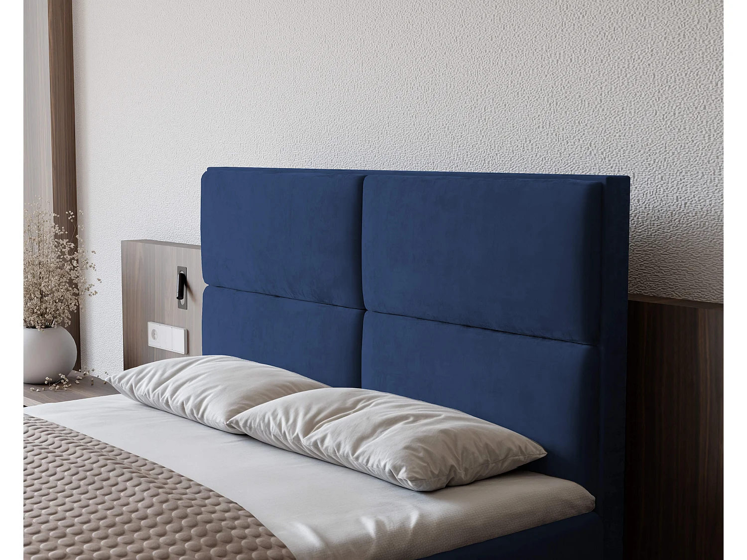 Lit continental rembourré avec surmatelas, bleu - 120x200 - ORFEO