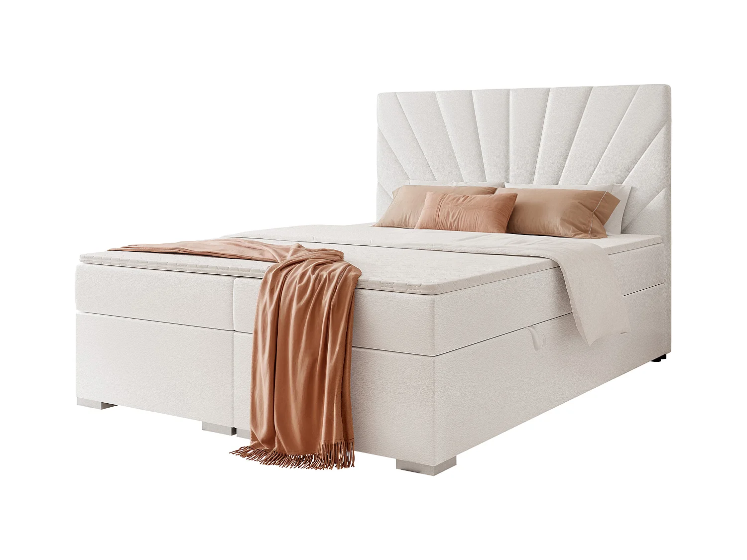 Lit continental rembourré avec surmatelas, blanc  - 140x200 - OASIS