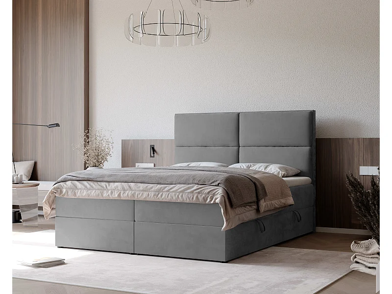 Lit continental rembourré avec surmatelas, gris clair - 120x200 - ORFEO
