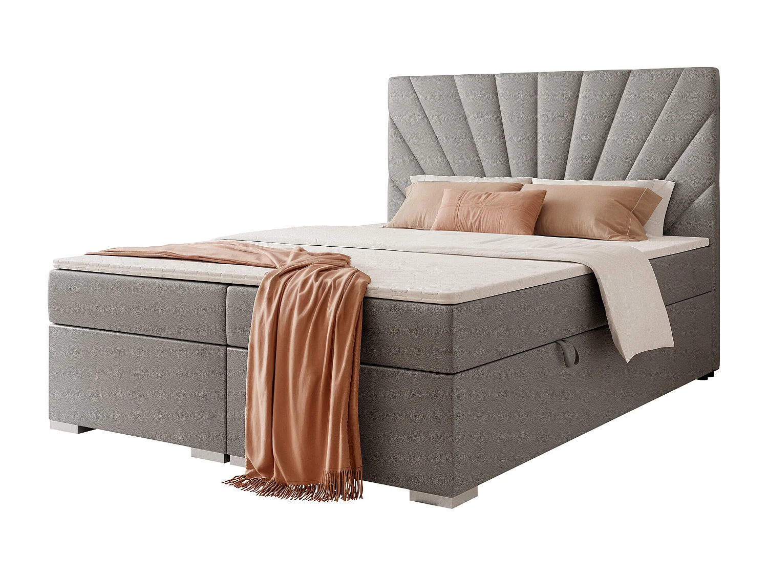 Lit continental rembourré avec surmatelas, gris  - 180x200 - OASIS