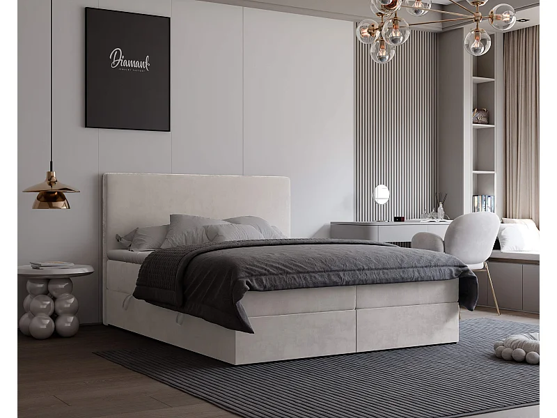 Lit continental rembourré avec surmatelas, beige - 140x200 - GIULIA