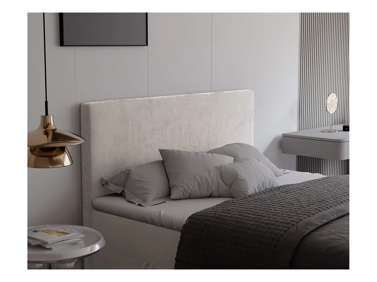 Lit continental rembourré avec surmatelas, beige - 140x200 - GIULIA