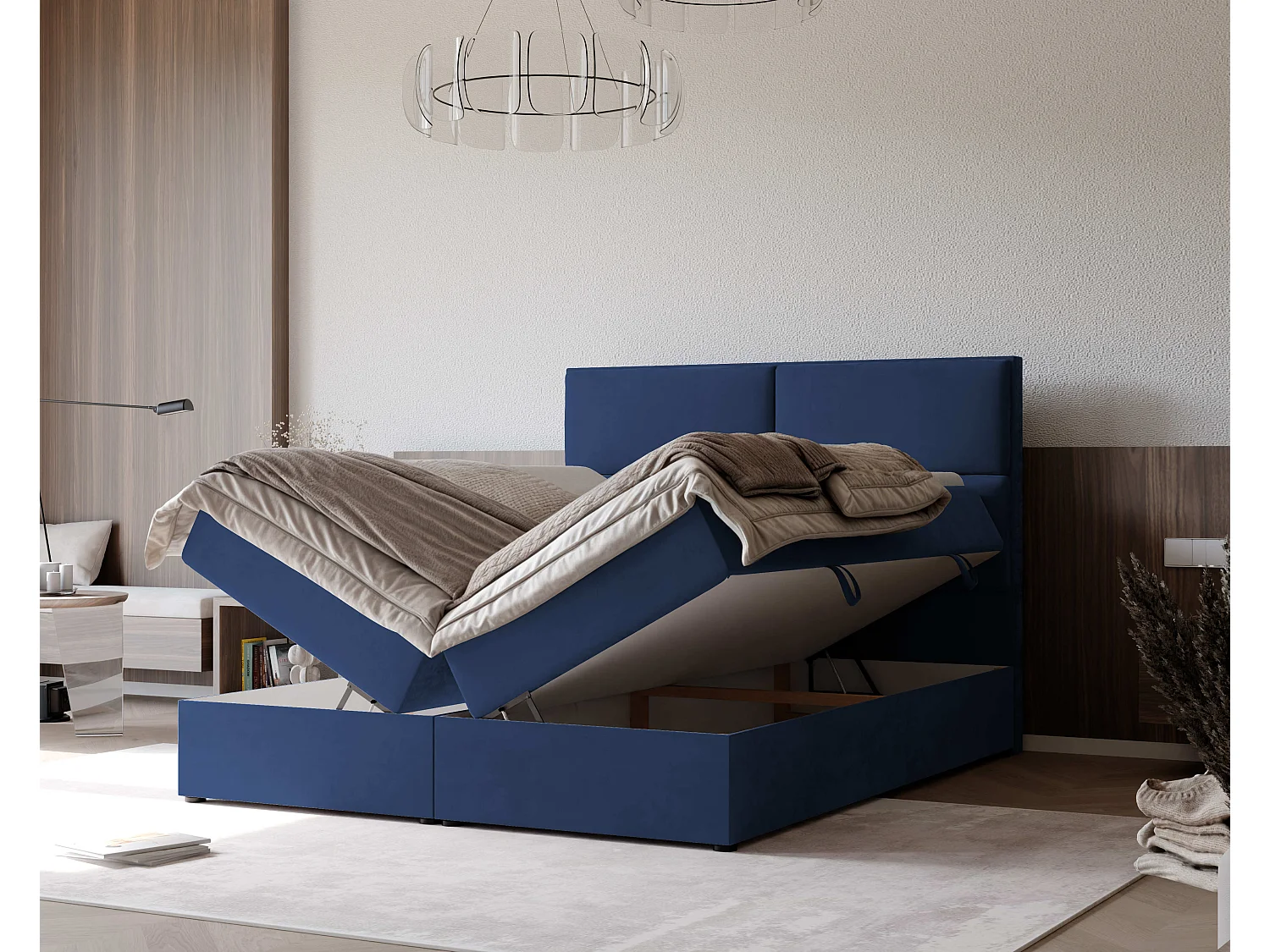 Lit continental rembourré avec surmatelas, bleu - 160x200 - ORFEO