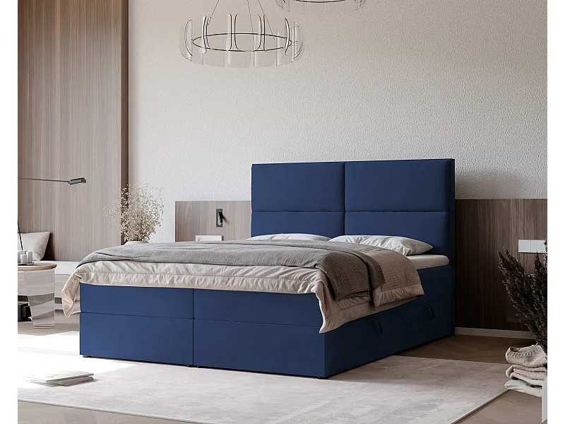 Lit continental rembourré avec surmatelas, bleu - 160x200 - ORFEO