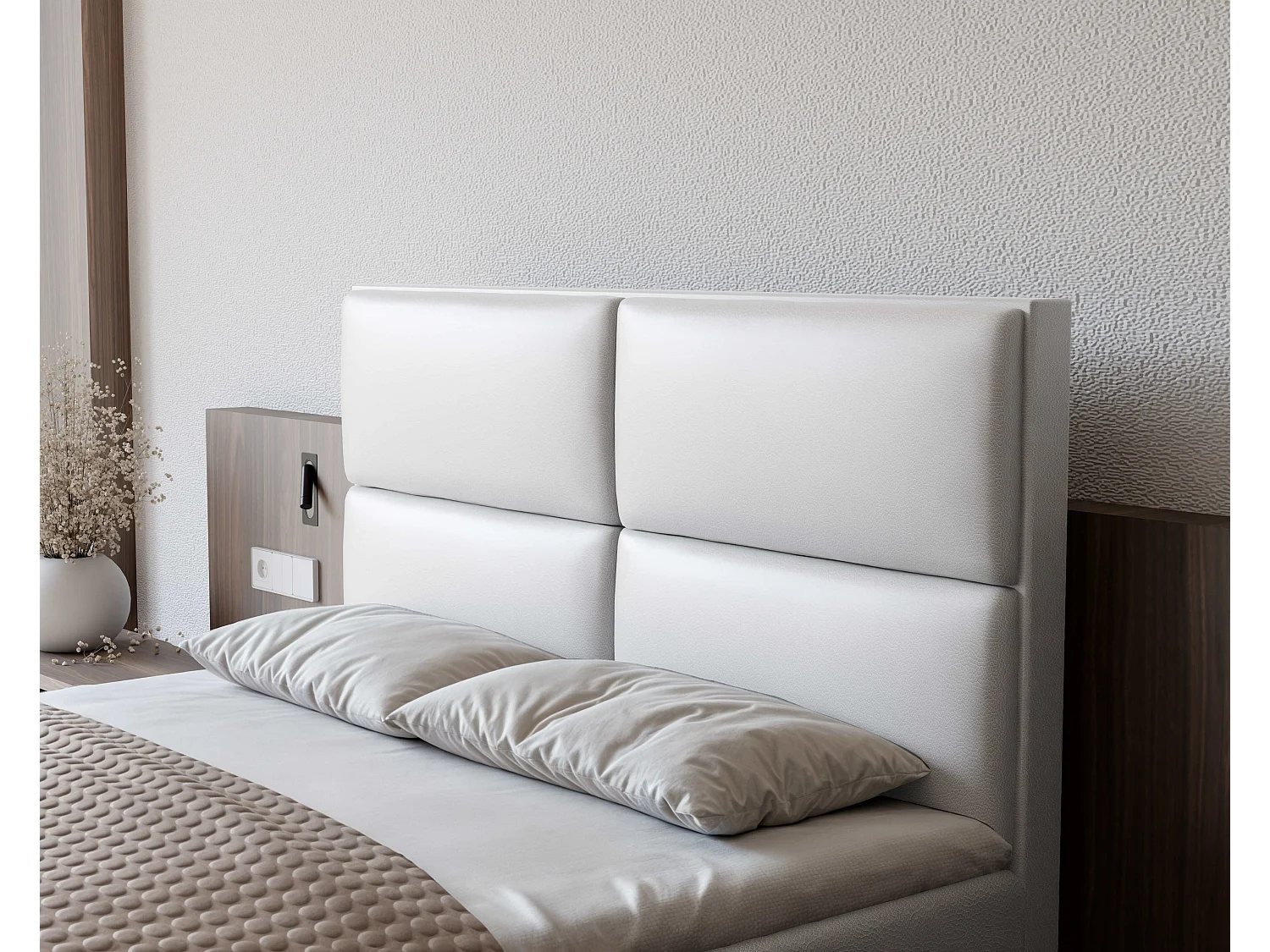 Lit continental rembourré avec surmatelas, blanc  - 180x200 - ORFEO
