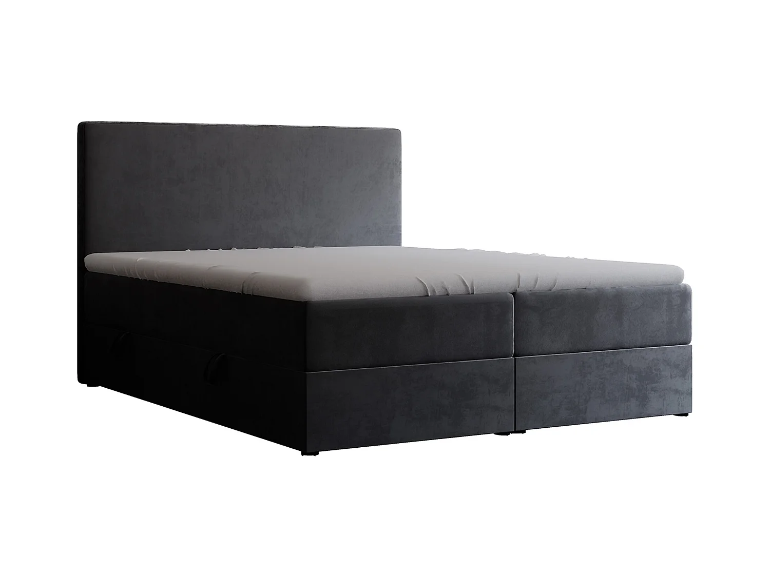 Lit continental rembourré avec surmatelas, gris anthracite - 140x200 - GIULIA