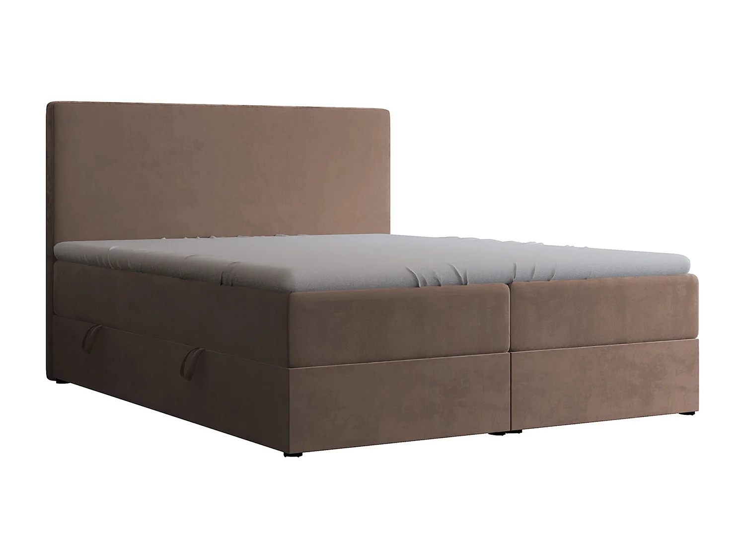 Lit continental rembourré avec surmatelas, marron - 120x200 - GIULIA