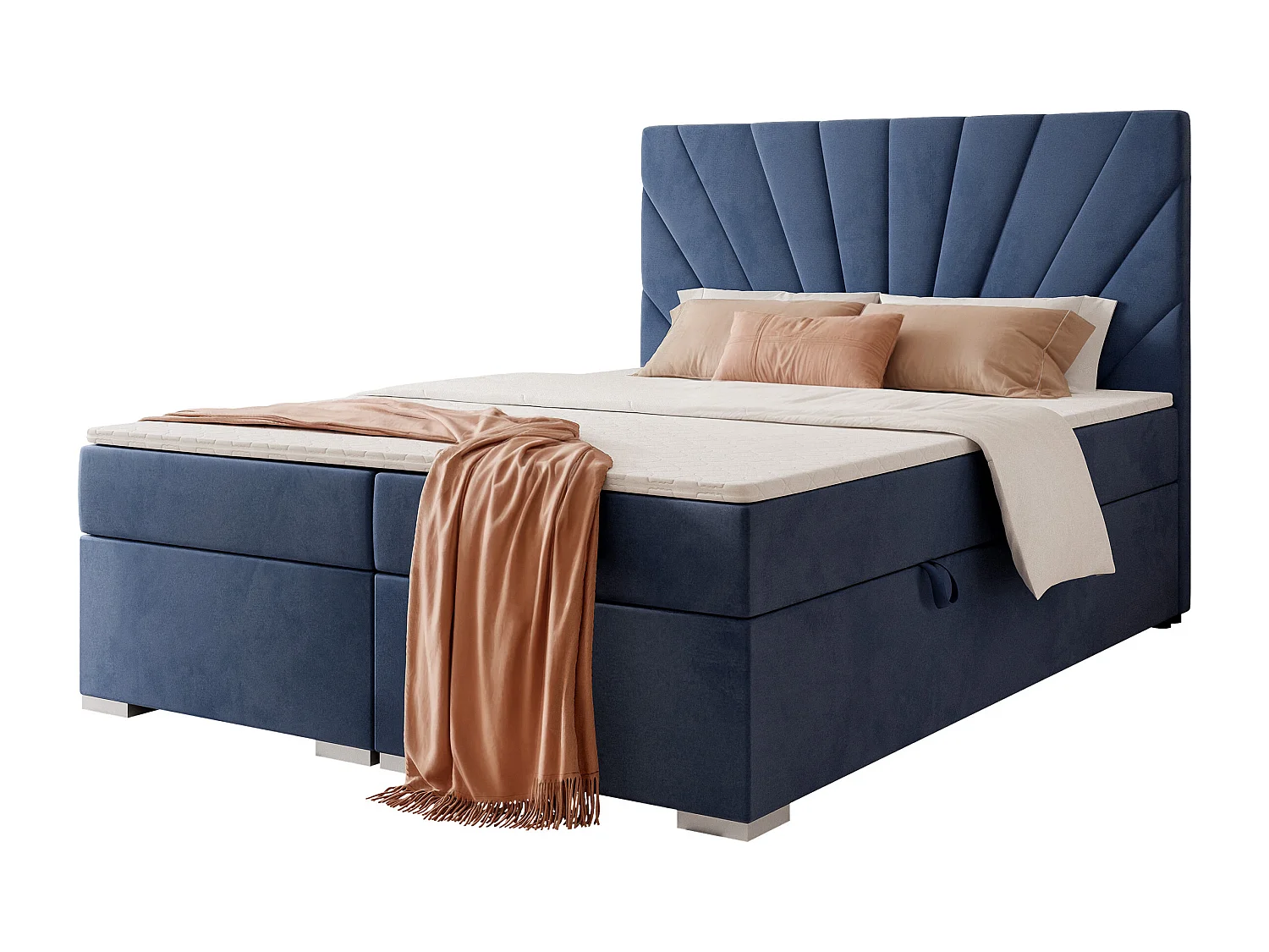 Lit continental rembourré avec surmatelas, bleu - 120x200 - OASIS