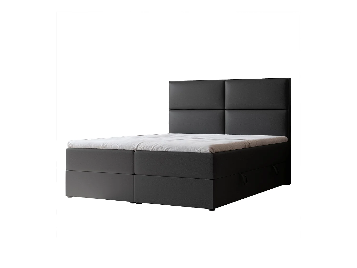 Lit continental rembourré avec surmatelas, noir  - 160x200 - ORFEO