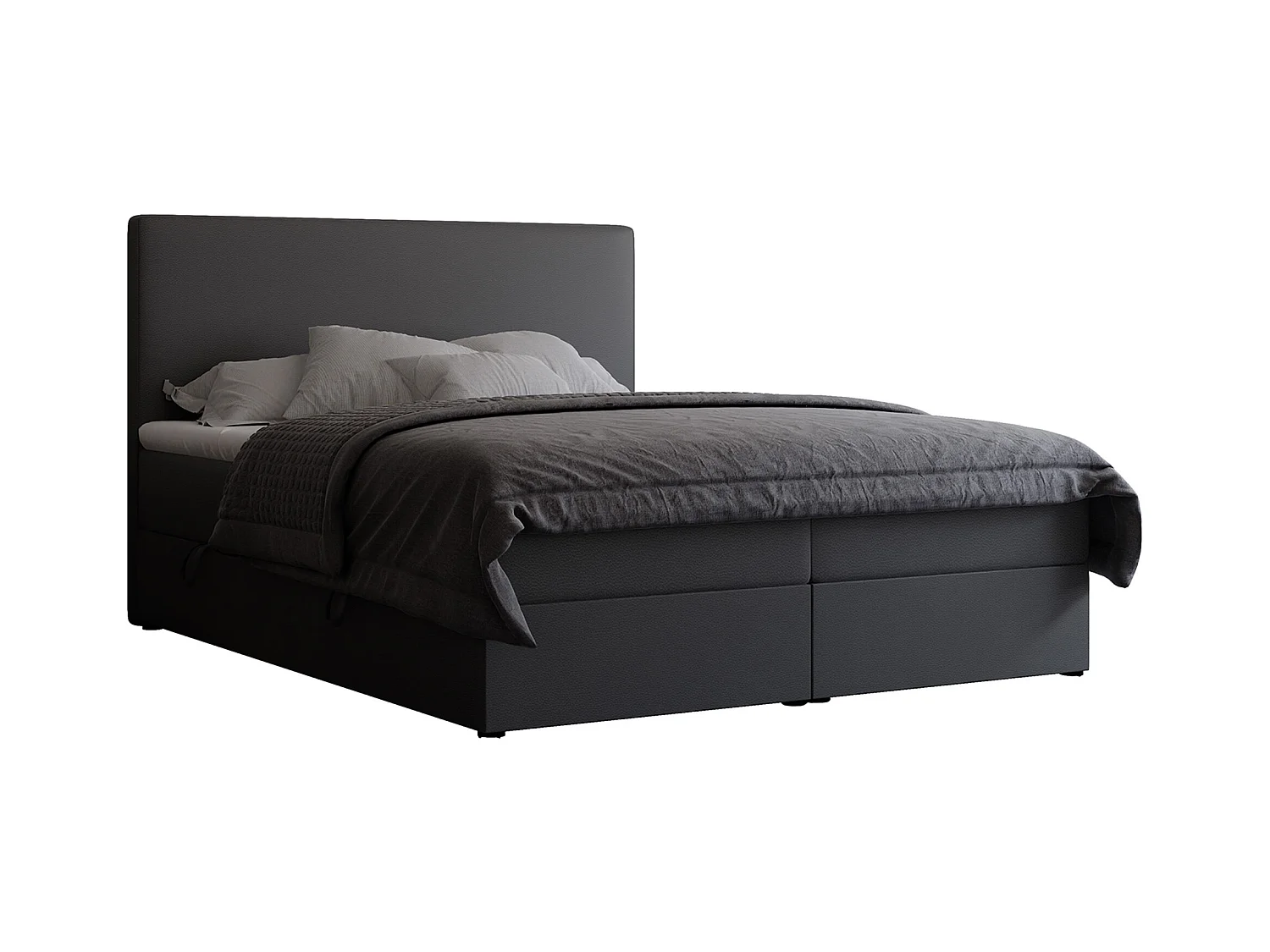 Lit continental rembourré avec surmatelas, noir  - 120x200 - GIULIA