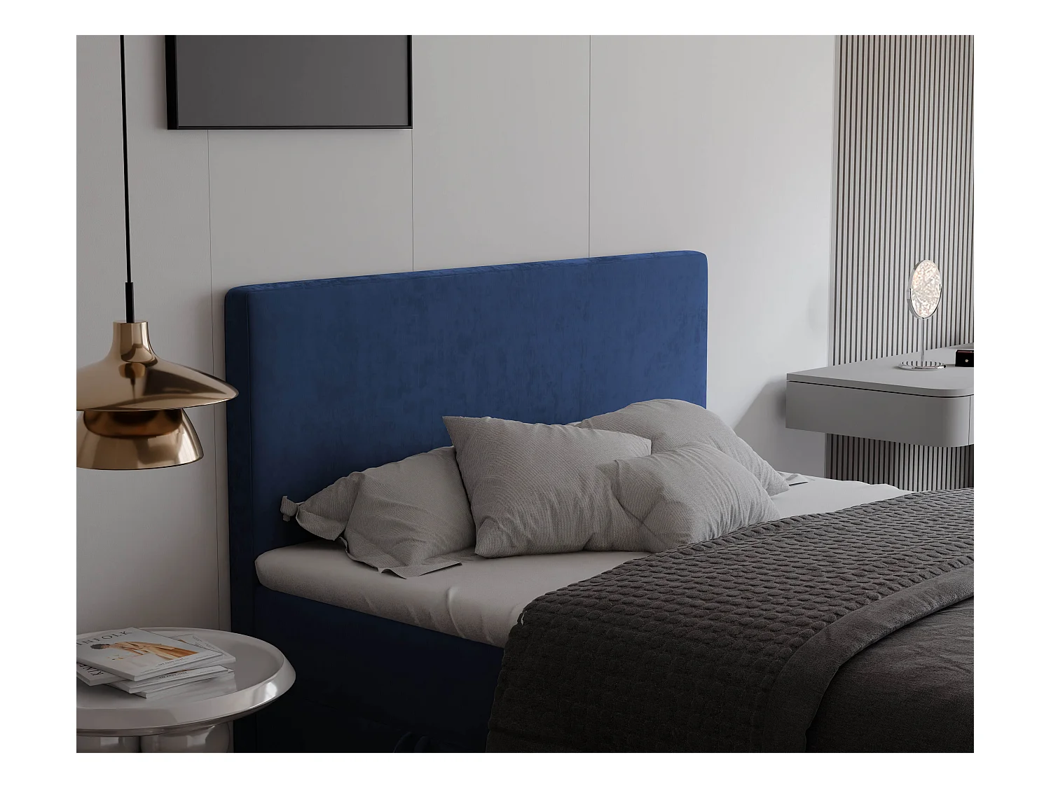 Lit continental rembourré avec surmatelas, bleu - 180x200 - GIULIA