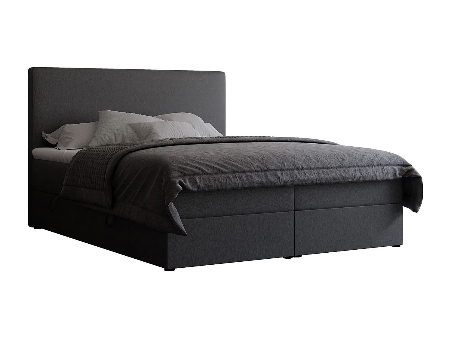 Lit continental rembourré avec surmatelas, noir  - 180x200 - GIULIA