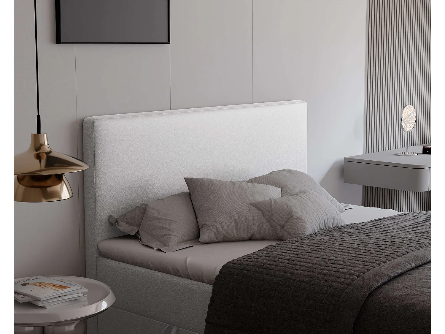 Lit continental rembourré avec surmatelas, blanc  - 180x200 - GIULIA