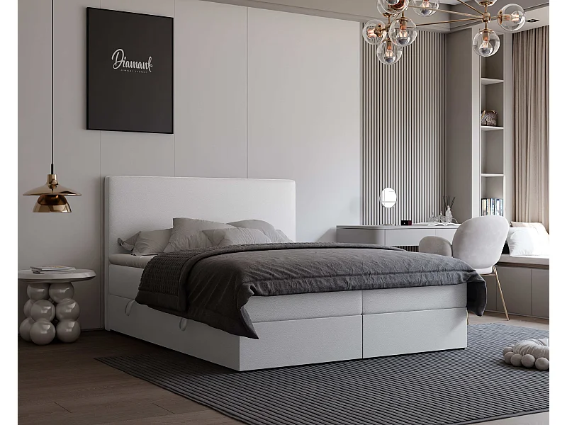 Lit continental rembourré avec surmatelas, blanc  - 180x200 - GIULIA