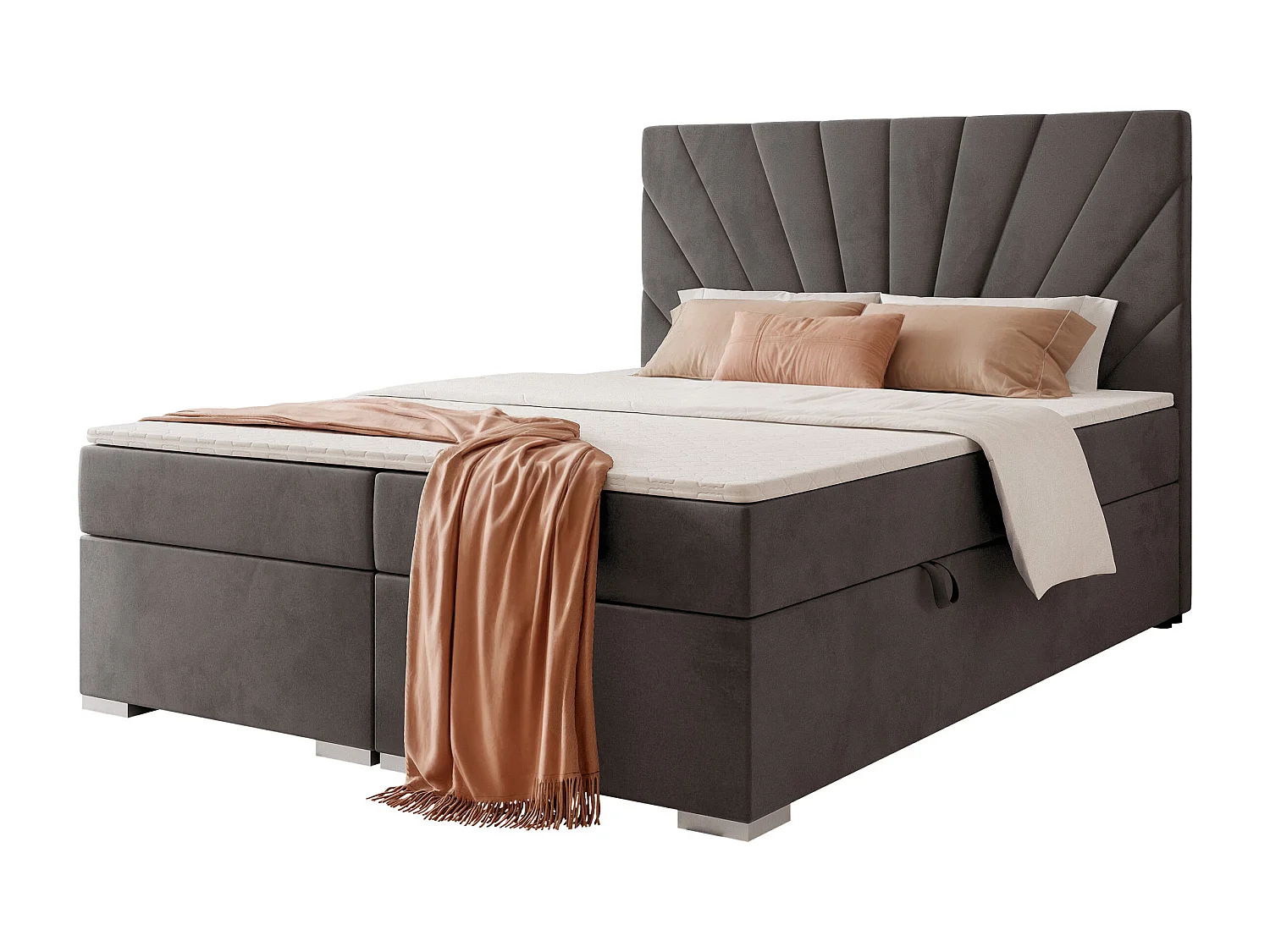 Lit continental rembourré avec surmatelas, gris anthracite - 180x200 - OASIS