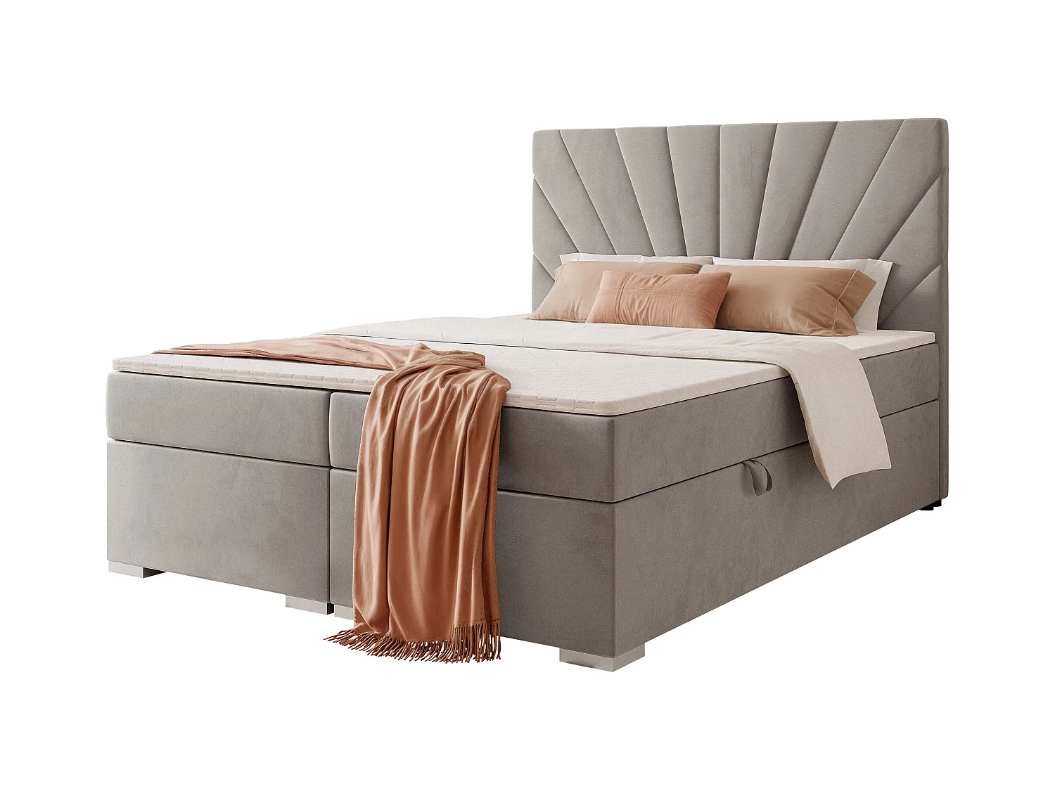 Lit continental rembourré avec surmatelas, gris clair - 180x200 - OASIS