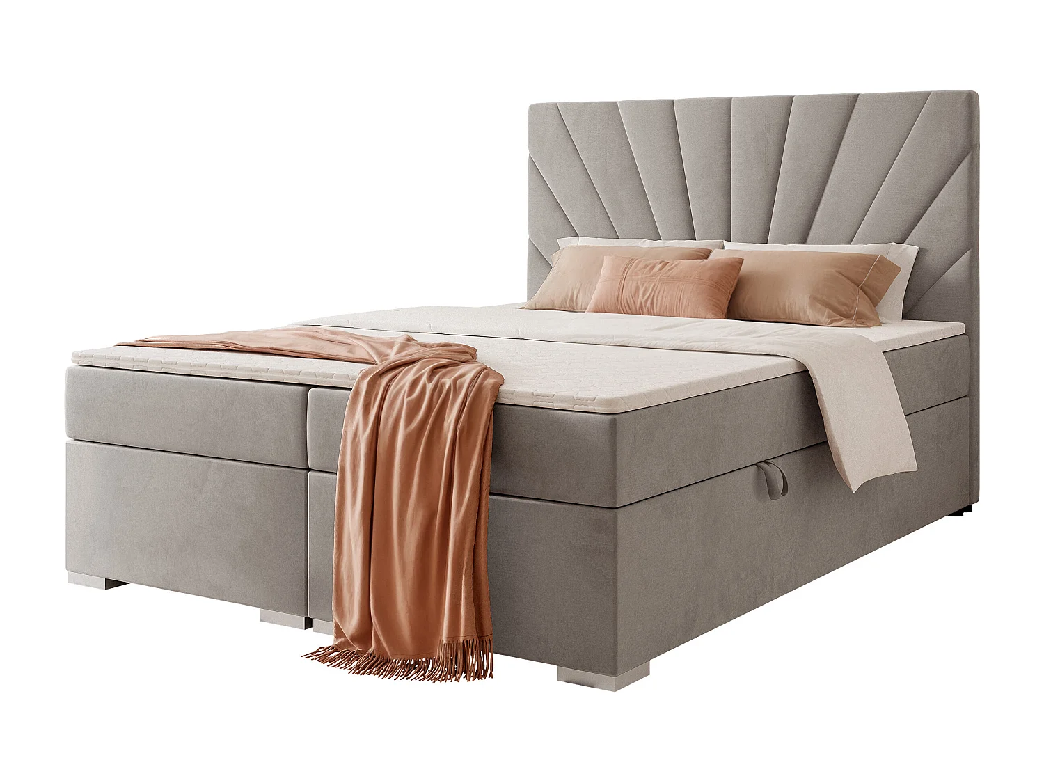 Lit continental rembourré avec surmatelas, gris clair - 180x200 - OASIS