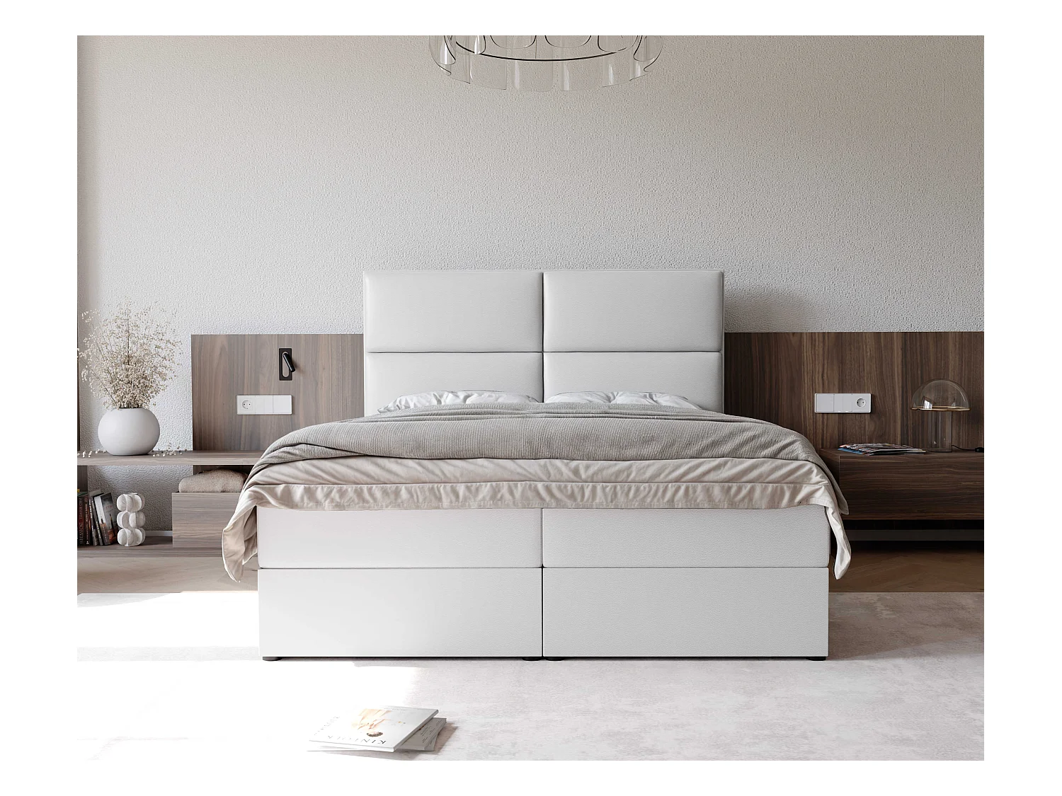 Lit continental rembourré avec surmatelas, blanc  - 120x200 - ORFEO