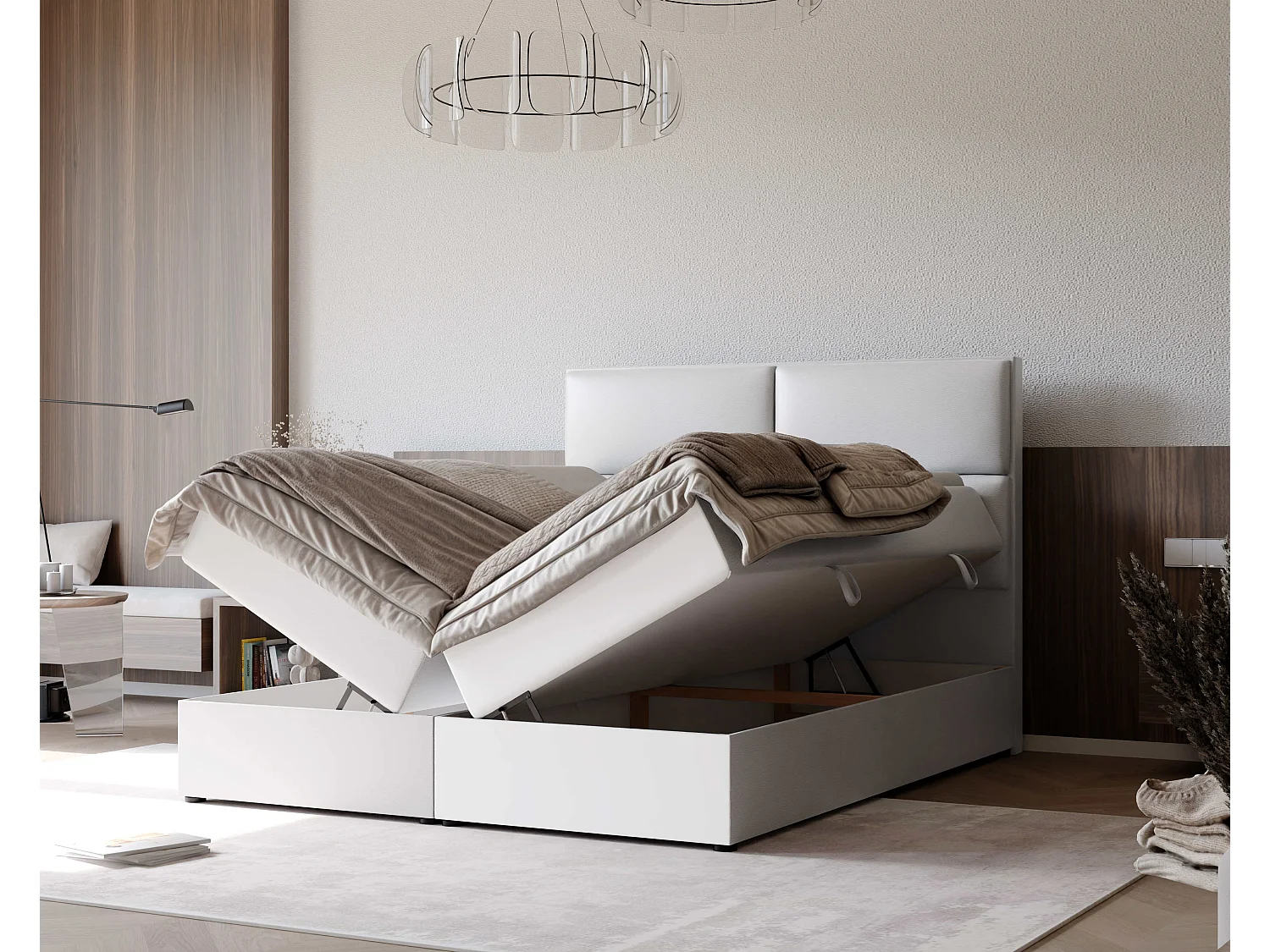 Lit continental rembourré avec surmatelas, blanc  - 120x200 - ORFEO