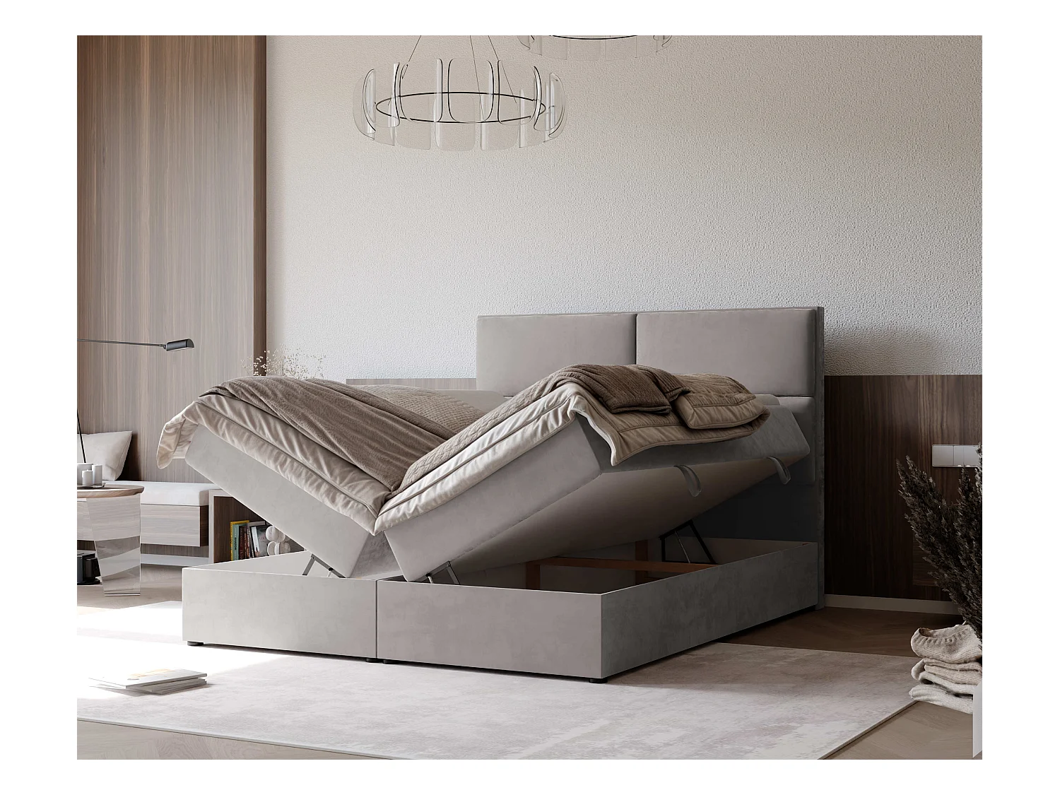 Lit continental rembourré avec surmatelas, gris - 160x200 - ORFEO
