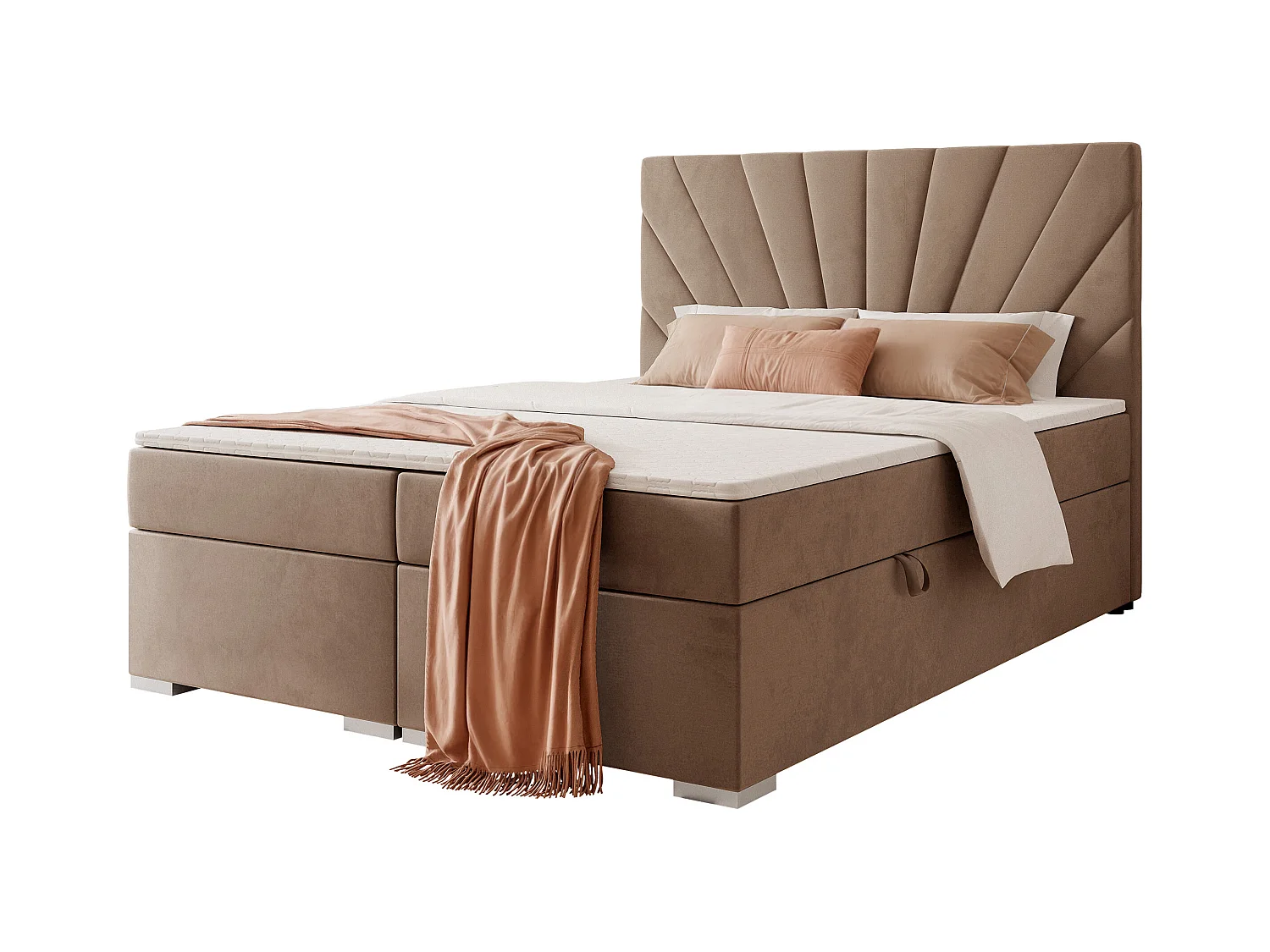 Lit continental rembourré avec surmatelas, marron - 140x200 - OASIS