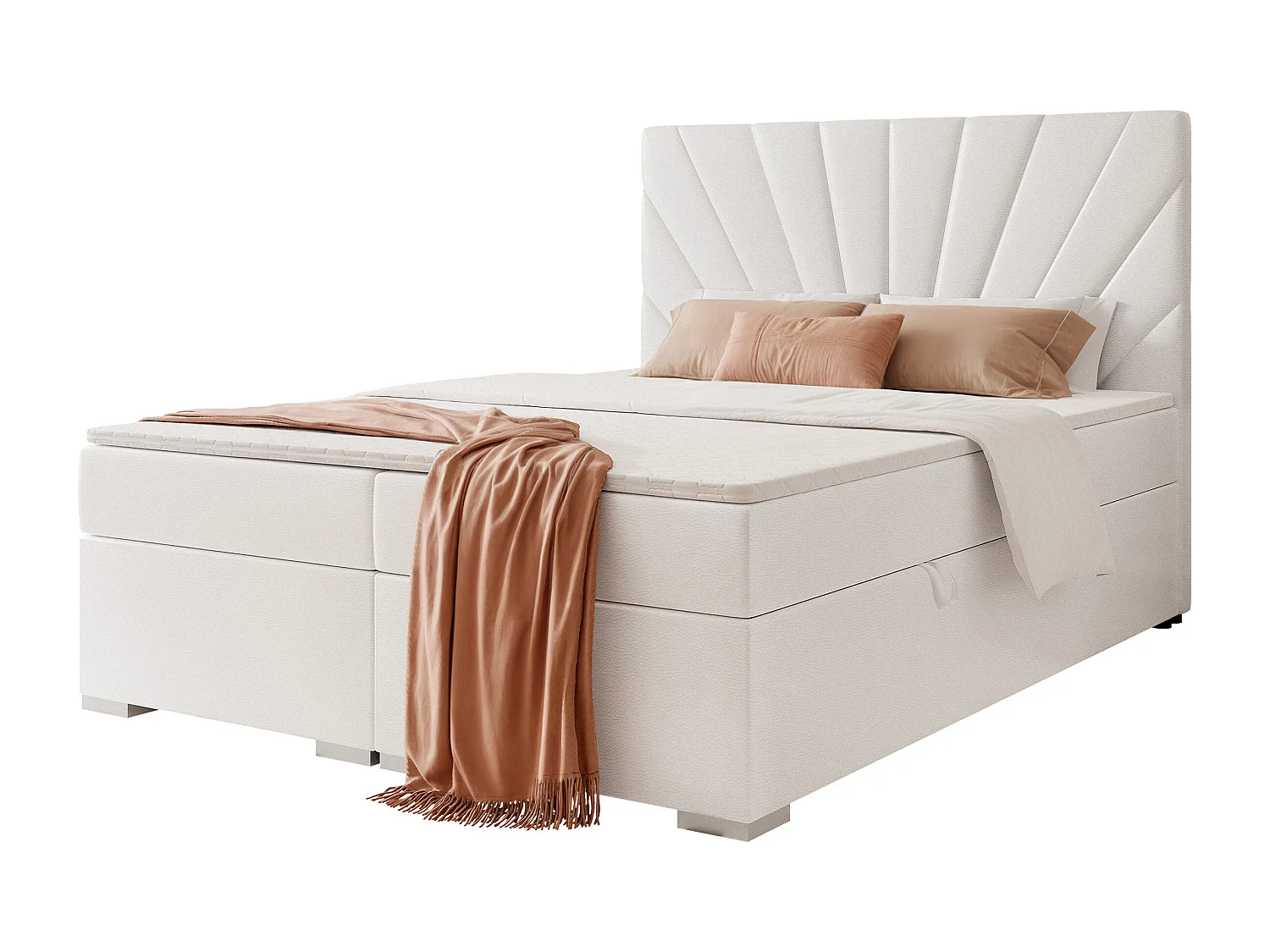 Lit continental rembourré avec surmatelas, blanc  - 200x200 - OASIS