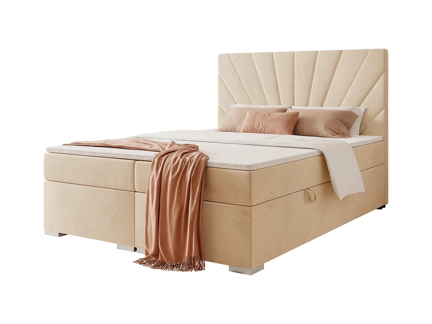 Lit continental rembourré avec surmatelas, crème - 200x200 - OASIS