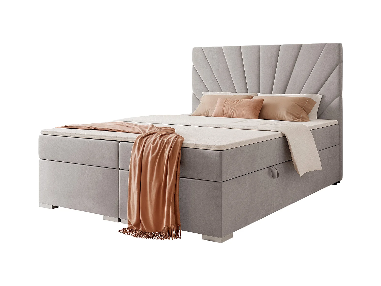Lit continental rembourré avec surmatelas, gris - 160x200 - OASIS