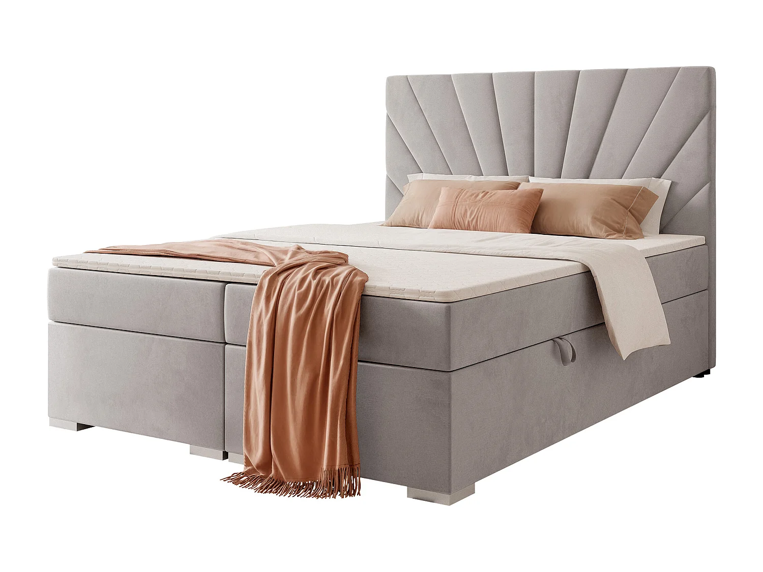 Lit continental rembourré avec surmatelas, gris - 160x200 - OASIS