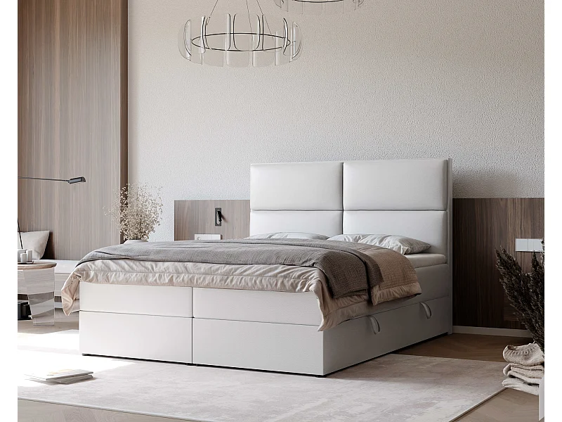 Lit continental rembourré avec surmatelas, blanc  - 200x200 - ORFEO