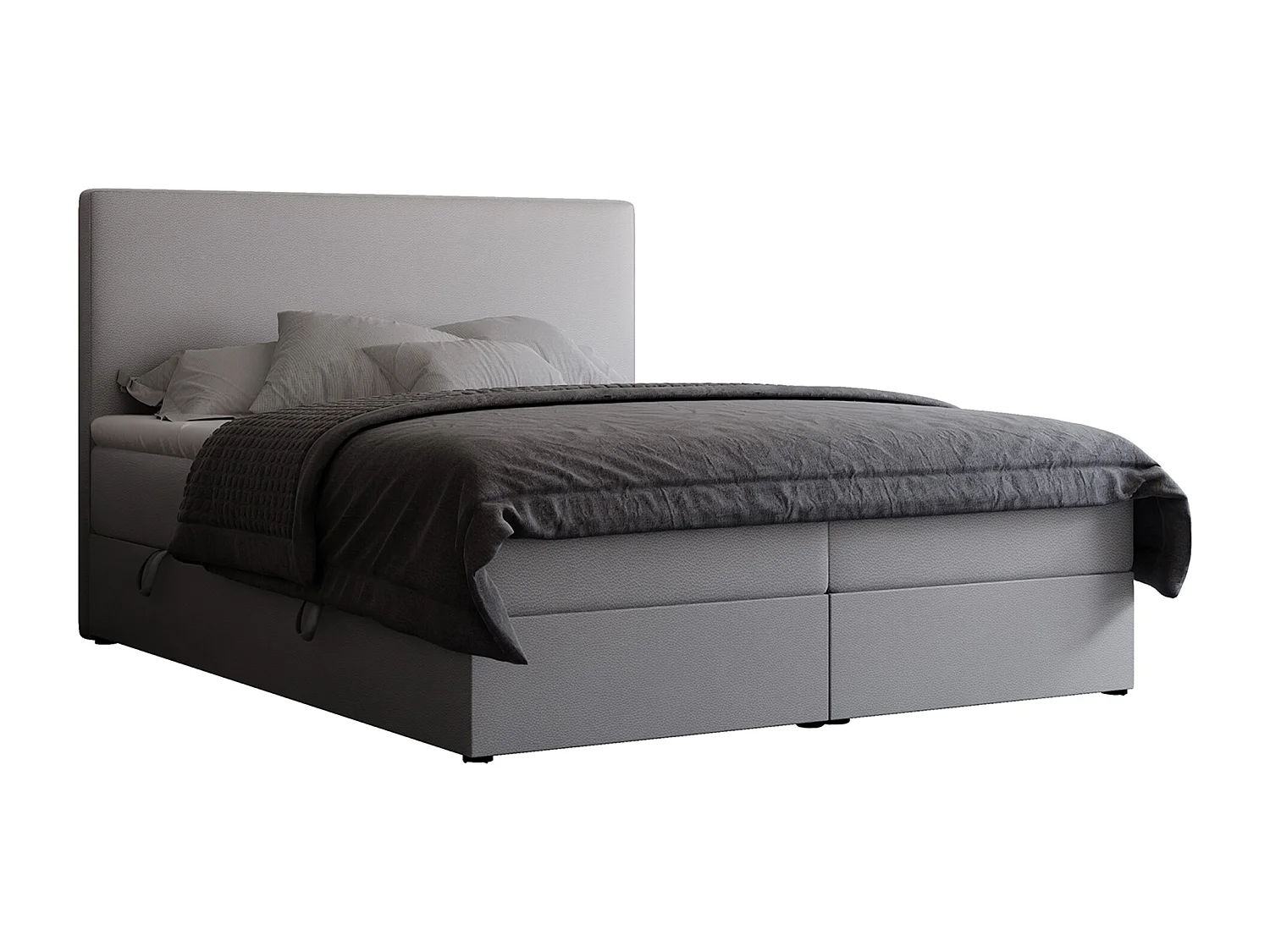 Lit continental rembourré avec surmatelas, gris  - 120x200 - GIULIA