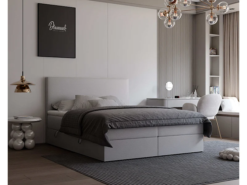 Lit continental rembourré avec surmatelas, gris  - 120x200 - GIULIA