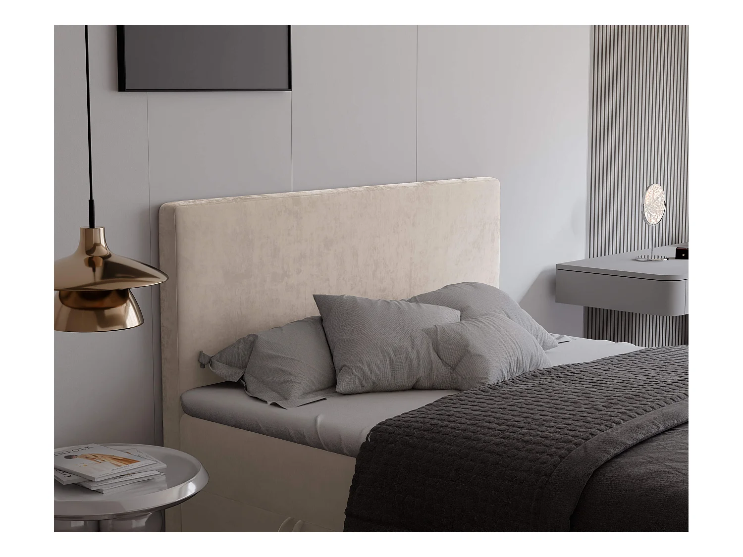 Lit continental rembourré avec surmatelas, crème - 180x200 - GIULIA