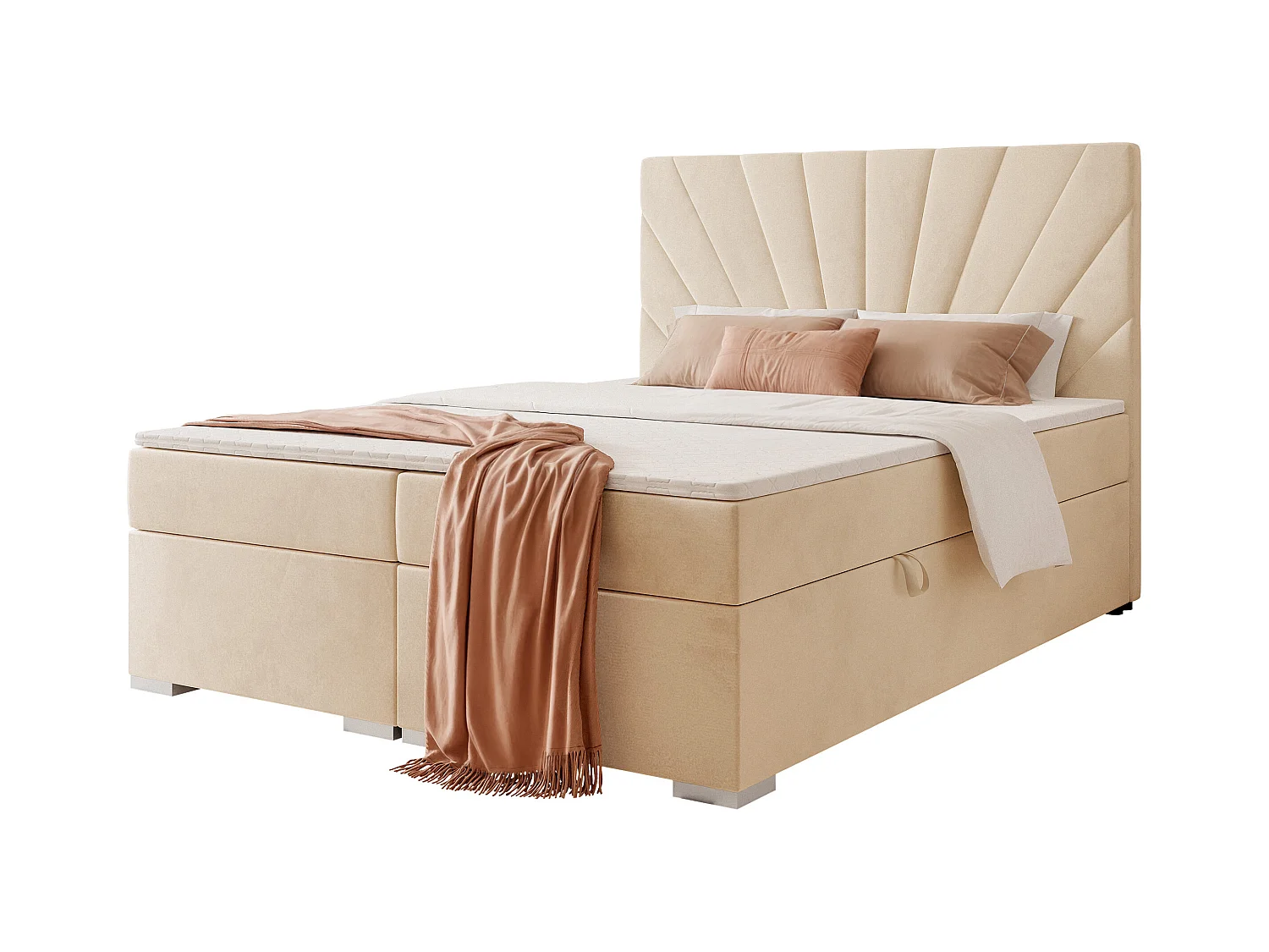 Lit continental rembourré avec surmatelas, beige - 200x200 - OASIS