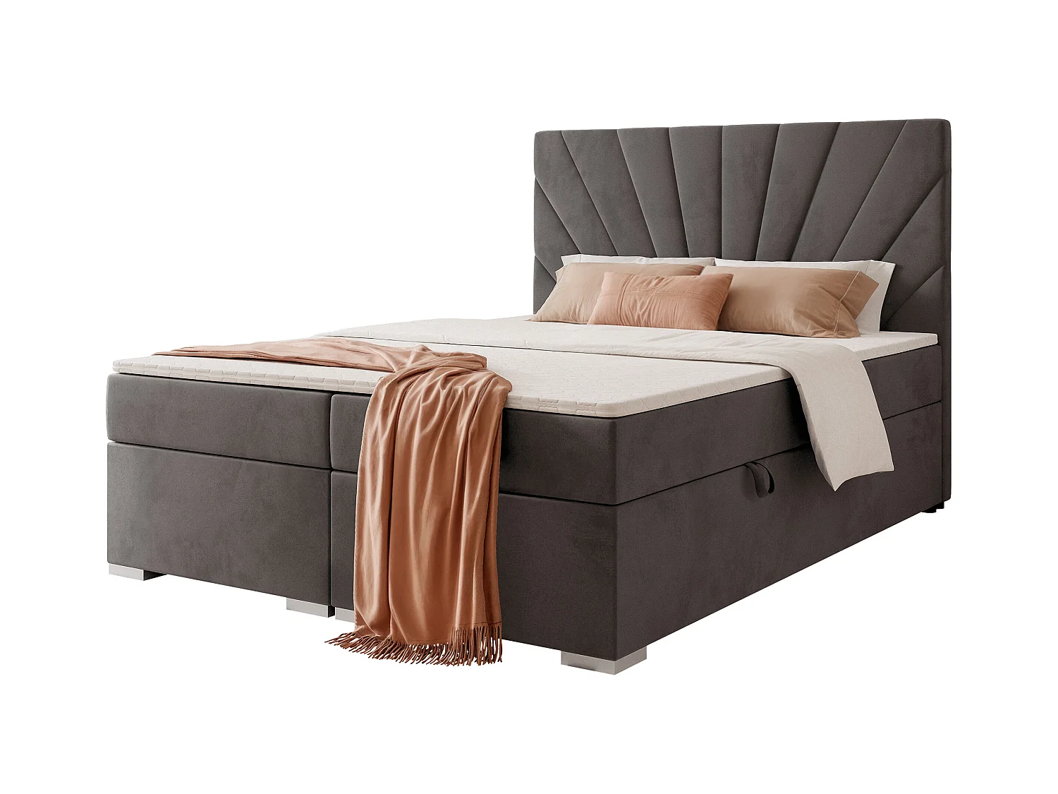 Lit continental rembourré avec surmatelas, gris anthracite - 160x200 - OASIS