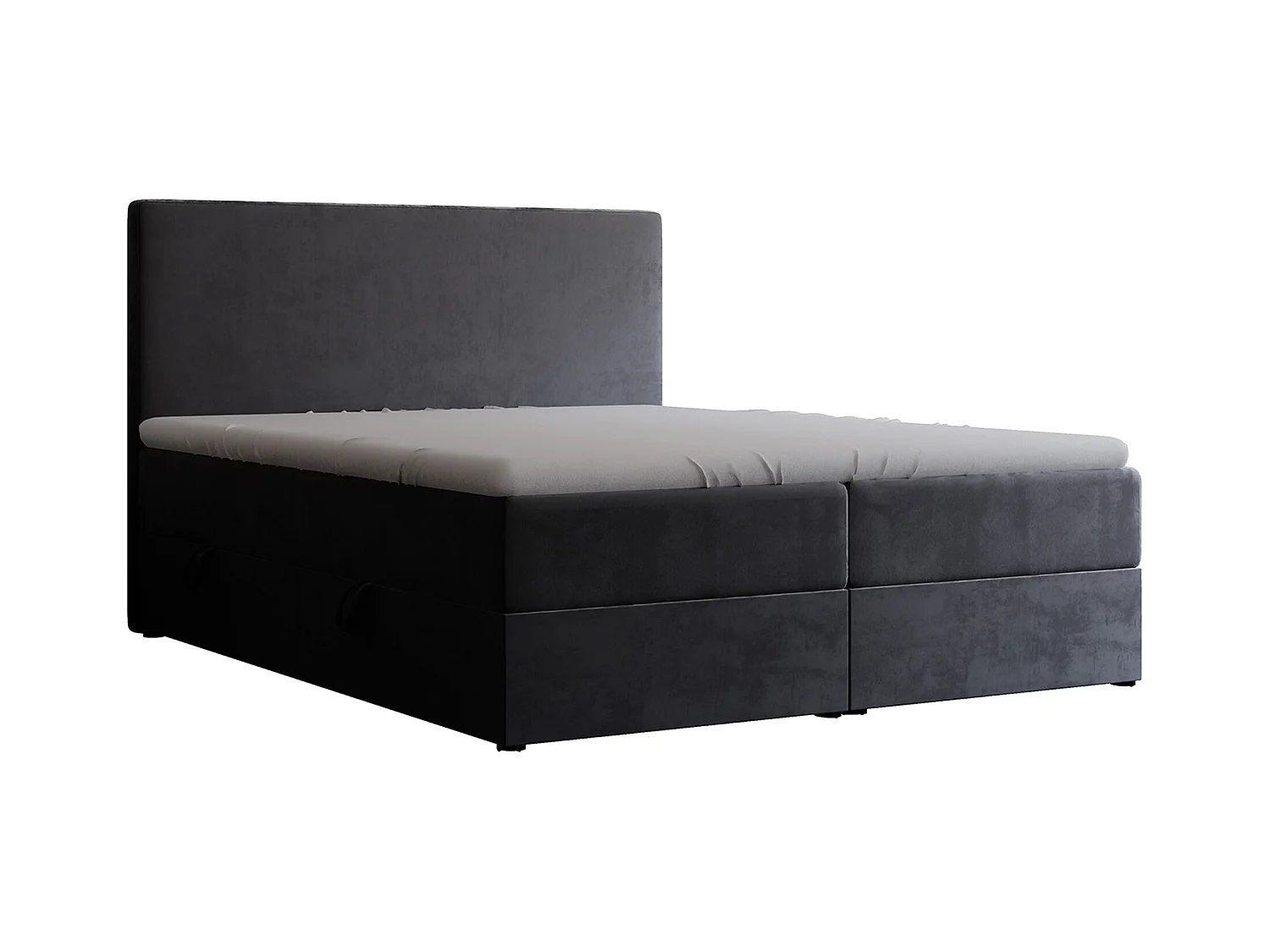 Lit continental rembourré avec surmatelas, gris anthracite - 120x200 - GIULIA