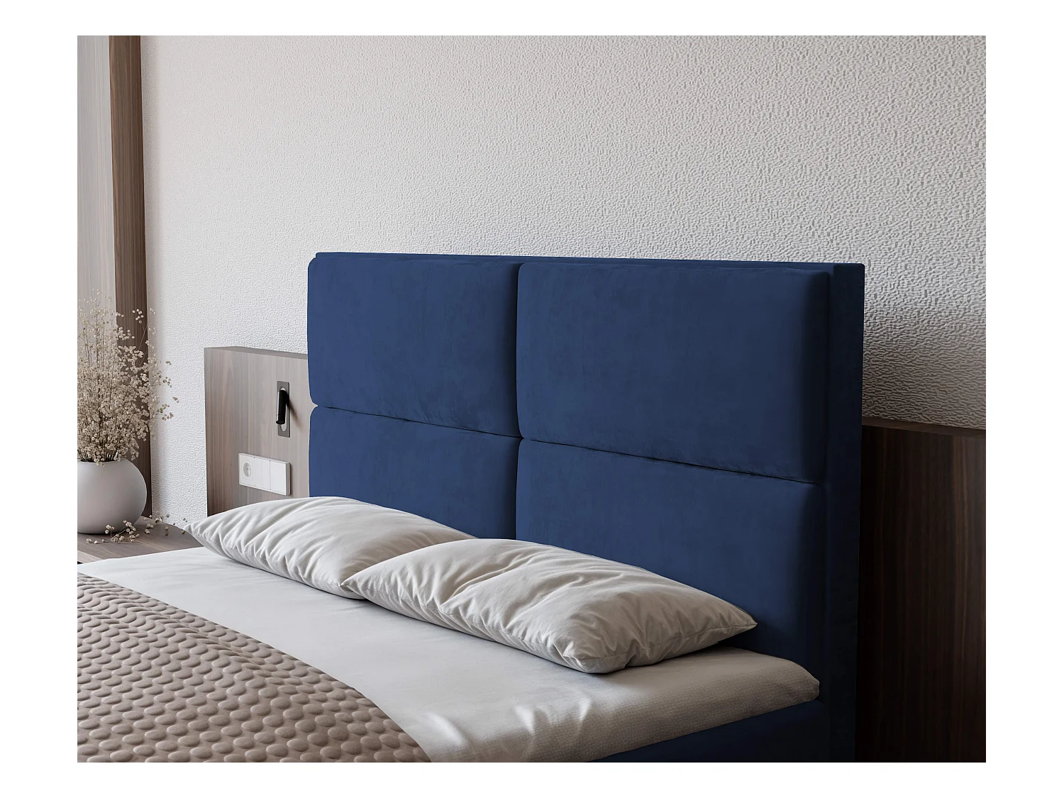 Lit continental rembourré avec surmatelas, bleu - 140x200 - ORFEO